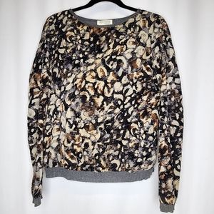 Zara Gray W & B Collection Animal Print Sweater Women's Size Medium Top